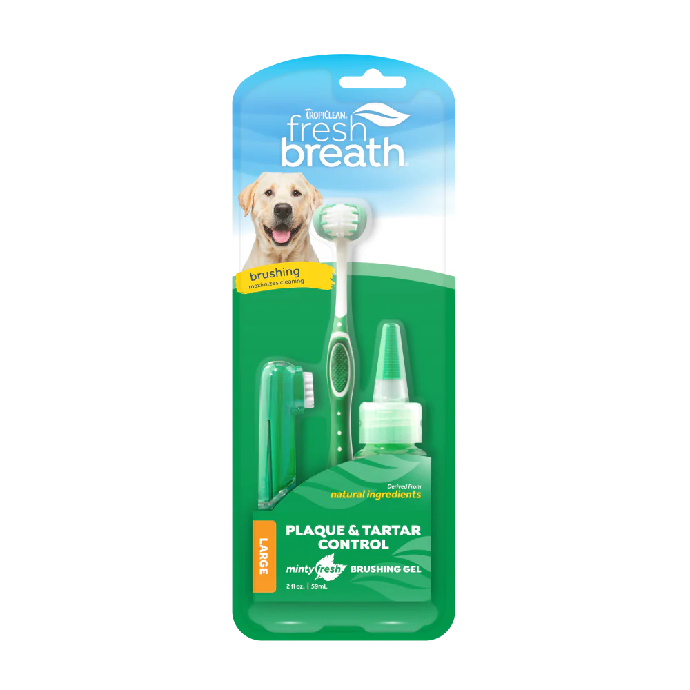 Kit Aliento Fresco Control de Sarro y Placa Perro (Cepillo+Dedal+Gel) (Large)