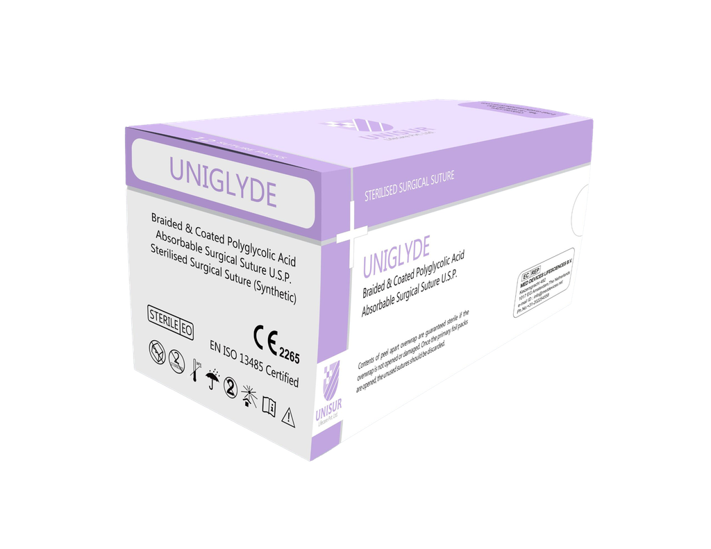 Sutura Quirurgica Uniglyde (Acido Poliglicolico) Multifilamento Absorbible USP 2-0, 12 uds.