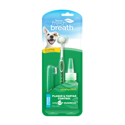 [645095-001282] Kit Aliento Fresco Control de Sarro y Placa Perro (Cepillo+Dedal+Gel) (Small&Medium)