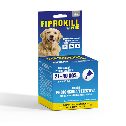 [7-401063-401262] Fiprokill Plus Pipeta Antiparasitaria 2.68 ml. (Peso de 21 a 40 kg.)