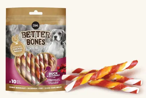 [022517-92770-0] Zeus Better Bones Twists Sabor Pato y Arandano 10 unid.
