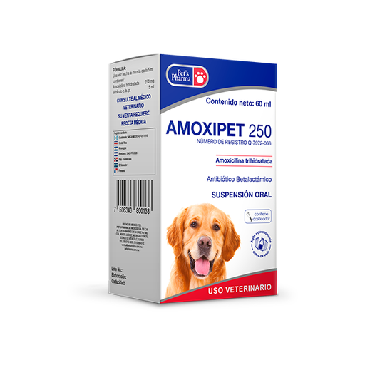 [7-506343-800138] Amoxipet 250, Suspensión Oral, Frasco 60 ml.